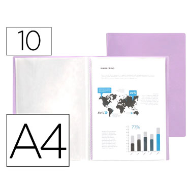 Carpeta 10 fundas A4 lavanda opaco Liderpapel 10992