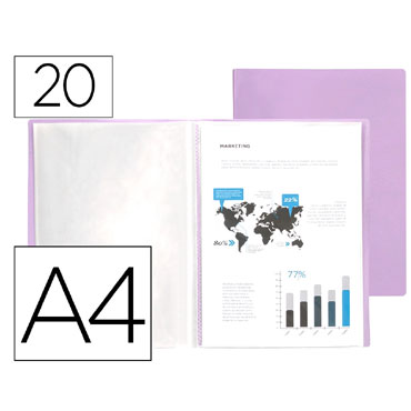 Carpeta 20 fundas A4 lavanda opaco Liderpapel 10999