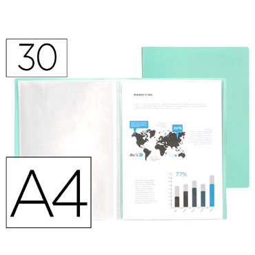 Carpeta 30 fundas A4 verde manzana opaco Liderpapel 11012