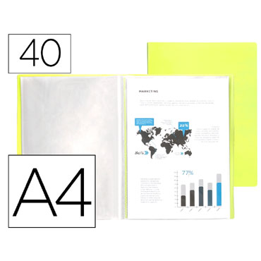 Carpeta 40 fundas A4 amarillo flúor Liderpapel 11032