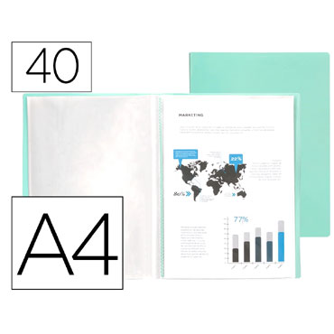 Carpeta 40 fundas A4 verde manzana opaco Liderpapel 11036