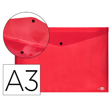 Dossier broche PP Din A-3 rojo Liderpapel 11059