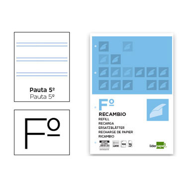 Recambio 100 hojas A4 pauta 2,5 mm. Liderpapel 13899