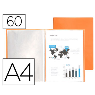 Carpeta 60 fundas A4 naranja flúor Liderpapel 159446