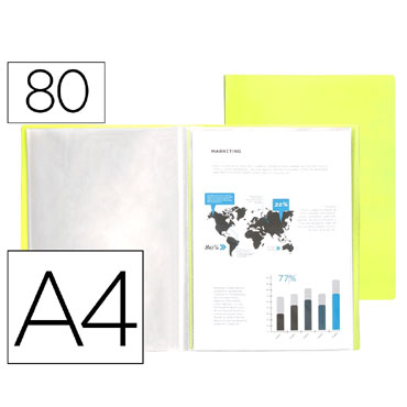 Carpeta 80 fundas A4 amarillo flúor Liderpapel 159456