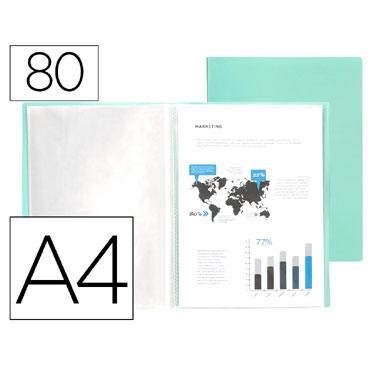 Carpeta 80 fundas A4 verde manzana opaco Liderpapel 159460