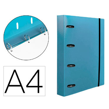 Carpeta con recambio 4 anillas 40 A4 celeste Liderpapel 160042