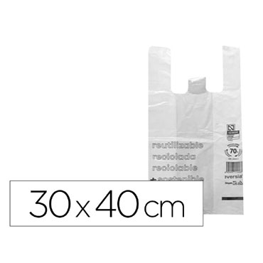 Bolsa camiseta blanca reciclada 300x400mm. 160088