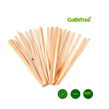 1000 paletinas agitadoras de madera 14 cm. con funda