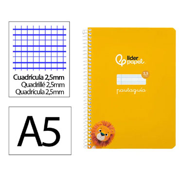 Cuaderno Pautaguía A5 pauta 2,5mm. amarillo Liderpapel 171716