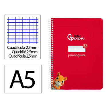 Cuaderno Pautaguía A5 pauta 2,5mm.rojo Liderpapel 171720