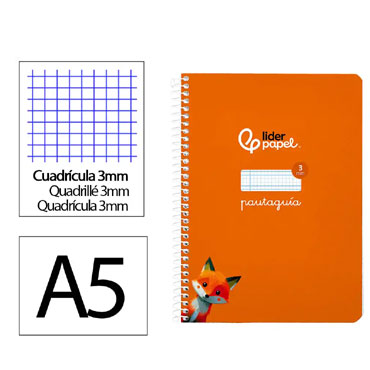 Cuaderno Pautaguía A5 pauta 3mm. naranja Liderpapel 171725