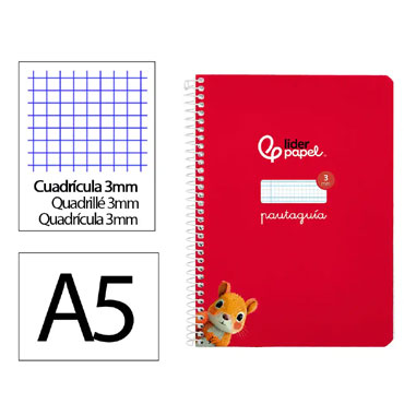Cuaderno Pautaguía A5 pauta 3mm.rojo Liderpapel 171726