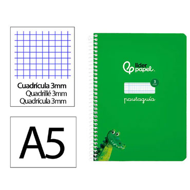 Cuaderno Pautaguía A5 pauta 3mm. verde Liderpapel 171727