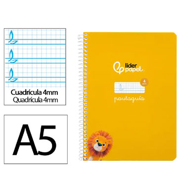 Cuaderno Pautaguía A5 pauta 4mm. amarillo Liderpapel 171728
