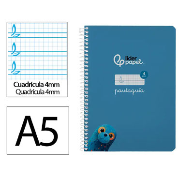 Cuaderno Pautaguía A5 pauta 4mm. azul Liderpapel 171729