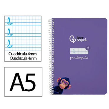 Cuaderno Pautaguía A5 pauta 4mm. lila Liderpapel 171730