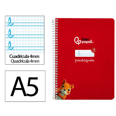 Cuaderno Pautaguía A5 pauta 4mm.rojo Liderpapel 171732