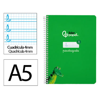 Cuaderno Pautaguía A5 pauta 4mm. verde Liderpapel 171733