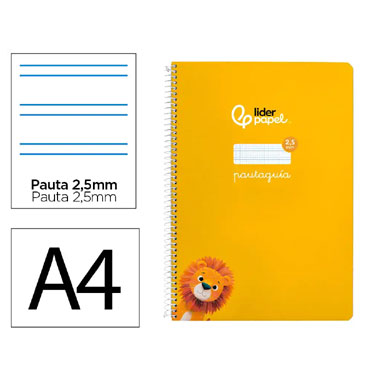 Cuaderno Pautaguía A4 pauta 2,5mm. amarillo Liderpapel 171758
