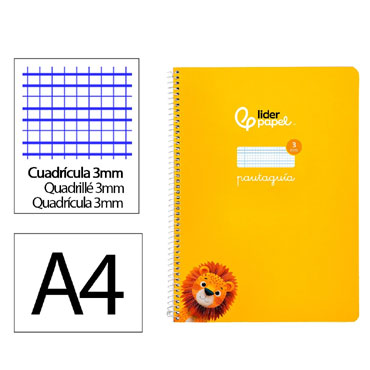 Cuaderno Pautaguía A4 pauta 3mm. amarillo Liderpapel 171764