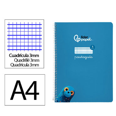 Cuaderno Pautaguía A4 pauta 3mm. azul Liderpapel 171765