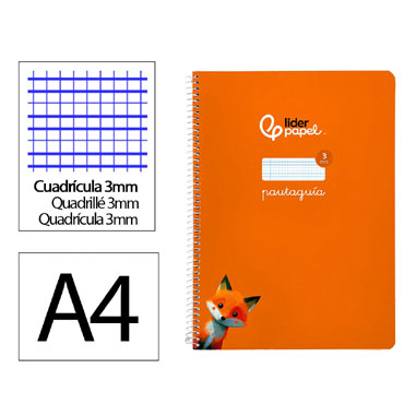 Cuaderno Pautaguía A4 pauta 3mm. naranja Liderpapel 171767