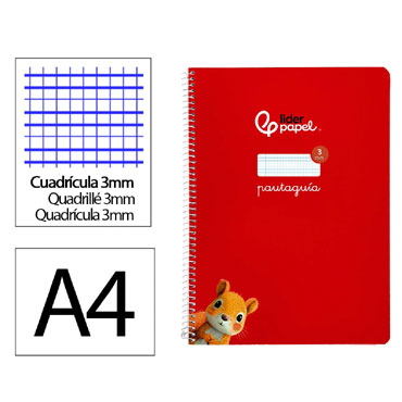 Cuaderno Pautaguía A4 pauta 3mm.rojo Liderpapel 171768
