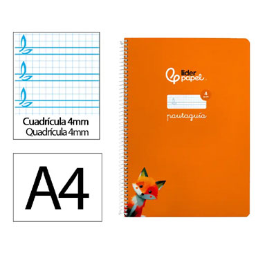 Cuaderno Pautaguía A4 pauta 4mm. naranja Liderpapel 171773