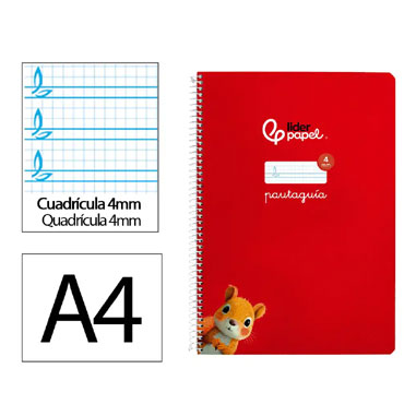 Cuaderno Pautaguía A4 pauta 4mm.rojo Liderpapel 171774