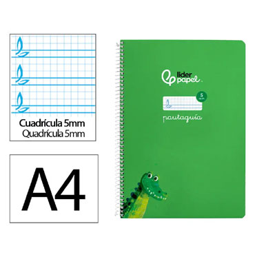 Cuaderno Pautaguía A4 pauta 5mm. verde Liderpapel 171781