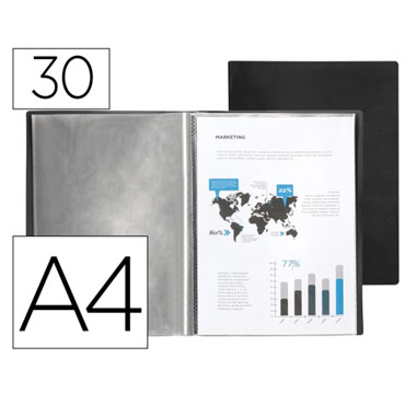 Carpeta 30 fundas A4 negro opaco Liderpapel 23036