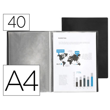 Carpeta 40 fundas A4 negro opaco Liderpapel 23040