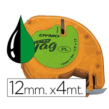 Cinta Letratag 12 mm. negro/verde 91204 DymoS0721640