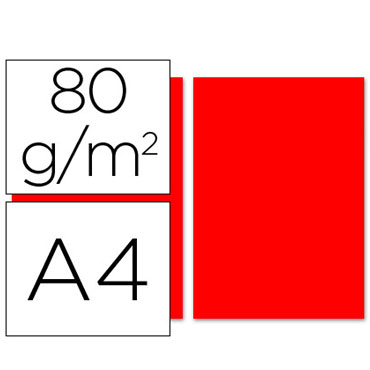 100 hojas papel color rojo 80 g/m² Din A-4 Liderpapel 28250