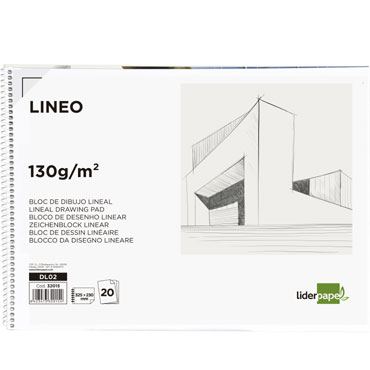 Bloc de dibujo lineal espiral Fº 20HJ con recuadro Liderpapel 32015