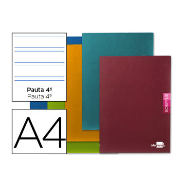 Libreta Scriptus 90g Din A-4 pauta 4º 3,5mm. Liderpapel 48473