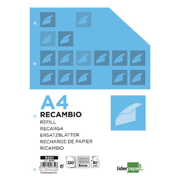 Recambio 120hj A4  c/5 mm. 80 g. Liderpapel 49752