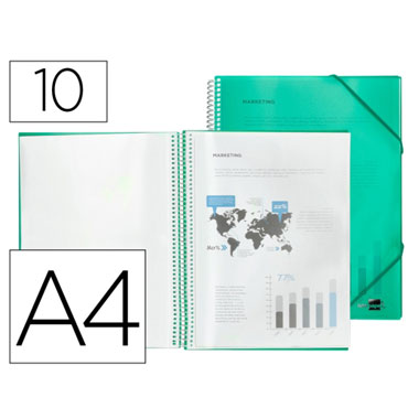 Carpeta 10 fundas espiral A4 verde Liderpapel 53807