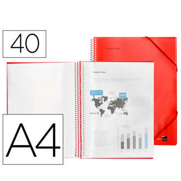 Carpeta 40 fundas espiral A4 roja Liderpapel 53818
