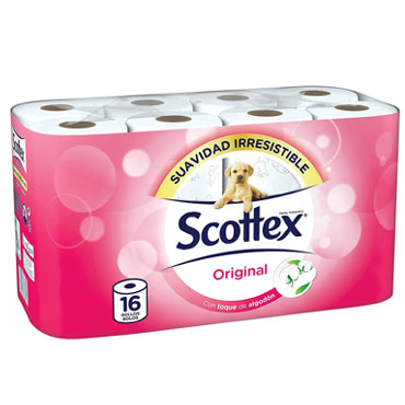 16 rollos papel higiénico 2 capas Scottex
