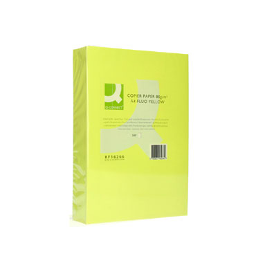 500HJ papel aqmarillo neón 80 g/m² Din A-4 Q-Connect 72066