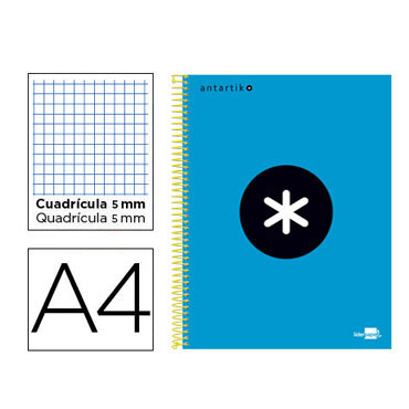 Cuaderno espiral A4 120HJ c/5 azul Antartik Liderpapel 74582