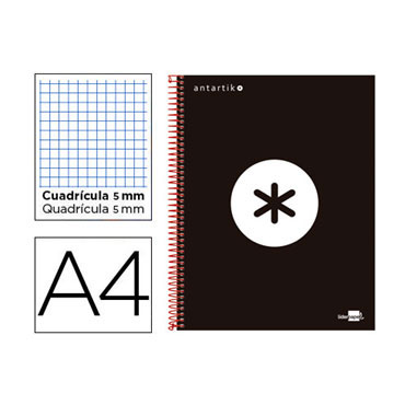 Cuaderno espiral A4 120HJ c/5 negro Antartik Liderpapel 74591