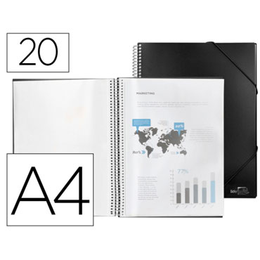 Carpeta 20 fundas espiral A4 negra Liderpapel 75081
