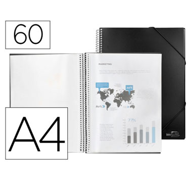 Carpeta 60 fundas espiral A4 negra Liderpapel 75085