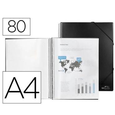 Carpeta 80 fundas espiral A4 negra Liderpapel 75086