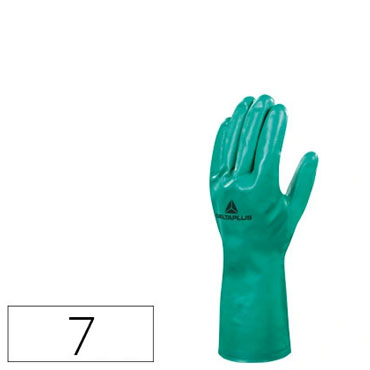 Guantes nitrilo flocado algodón talla 7 S verde Deltaplus