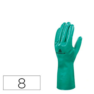 Guantes nitrilo flocado algodón talla 8 M verde Deltaplus