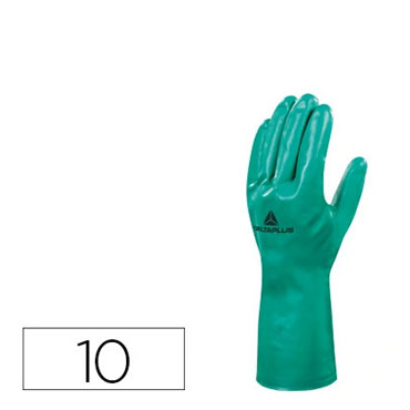 Guantes nitrilo flocado algodón talla 10 XL verde Deltaplus